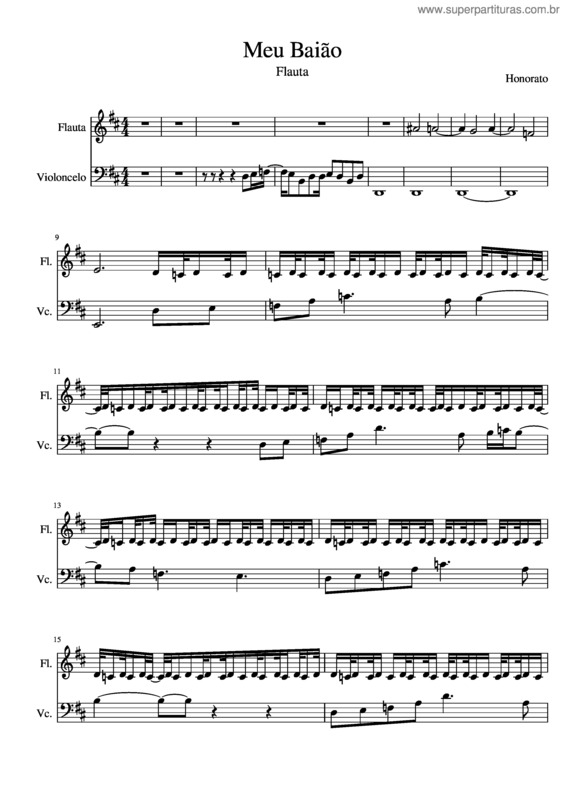 Partitura da música Meu Bai O Flauta