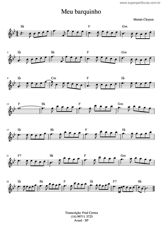 Partitura da música Meu Barquinho v.2