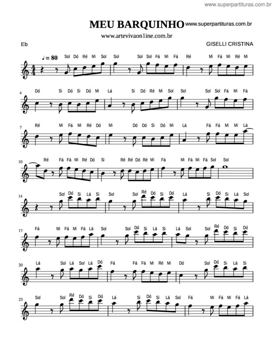 Partitura da música Meu Barquinho v.4