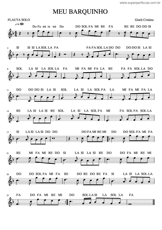 Partitura da música Meu Barquinho123