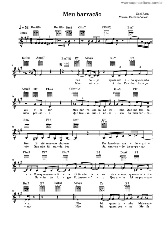 Partitura da música Meu Barracão – Noel Rosa Meu Barracão – Noel Rosa – A