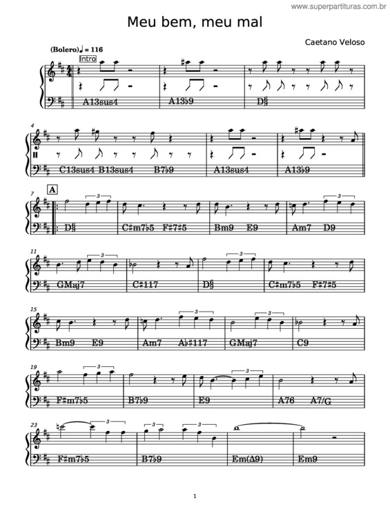 Partitura da música Meu Bem, Meu Mal v.3
