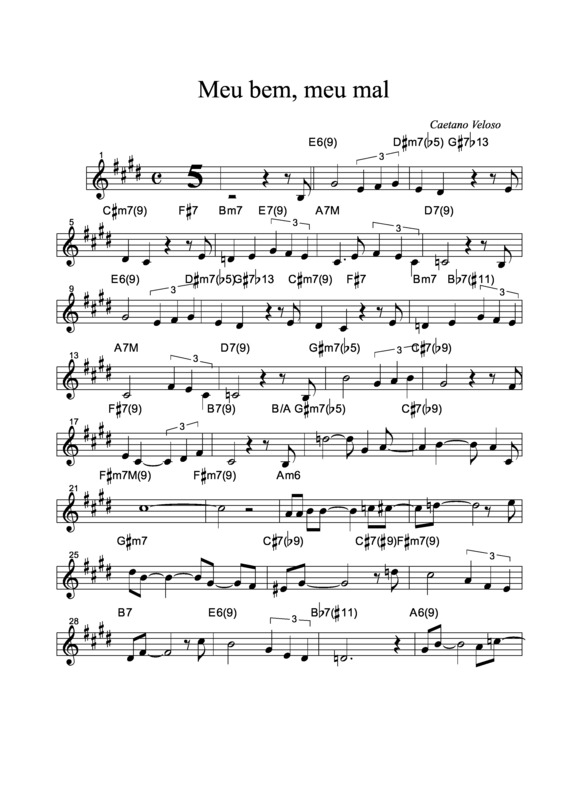 Partitura da música Meu Bem, Meu Mau