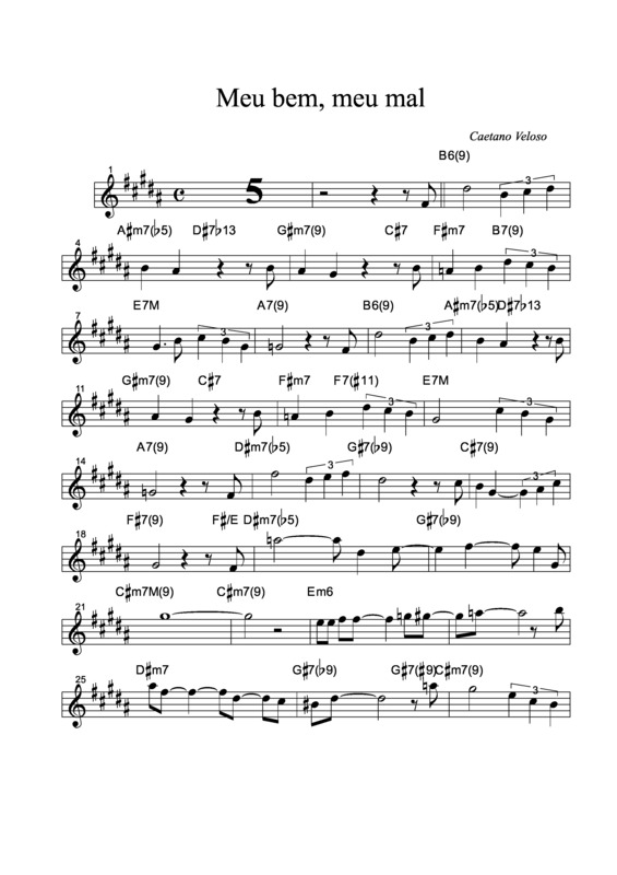 Partitura da música Meu Bem Meu Mal