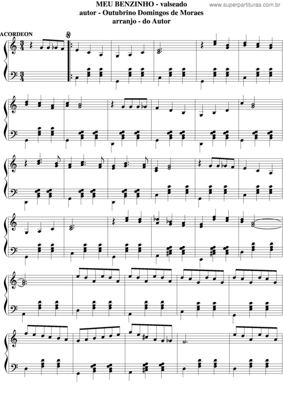 Partitura da música Meu Benzinho v.2