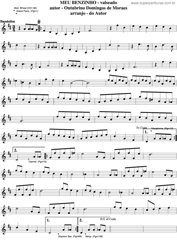 Partitura da música Meu Benzinho v.3