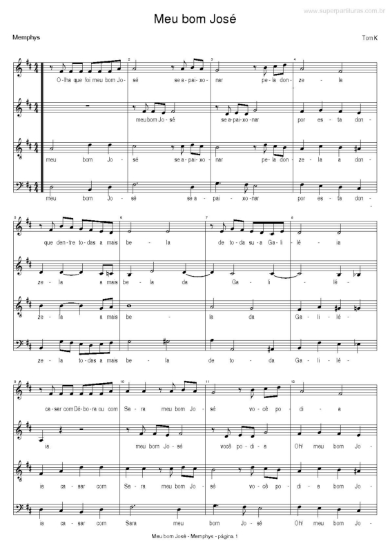 Partitura da música Meu Bom José