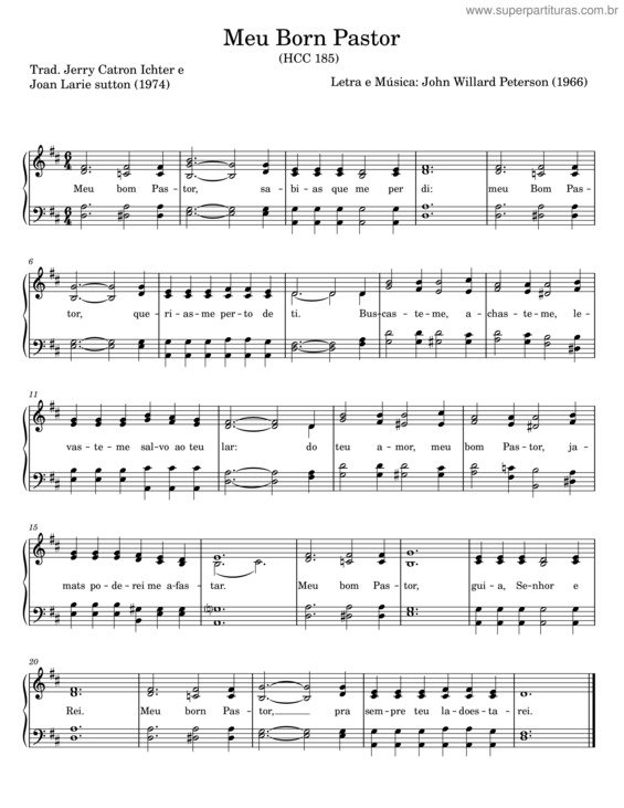 Partitura da música Meu Bom Pastor – John Willard Peterson