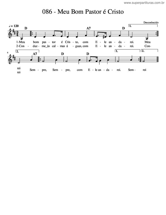 Partitura da música Meu Bom Pastor É Cristo