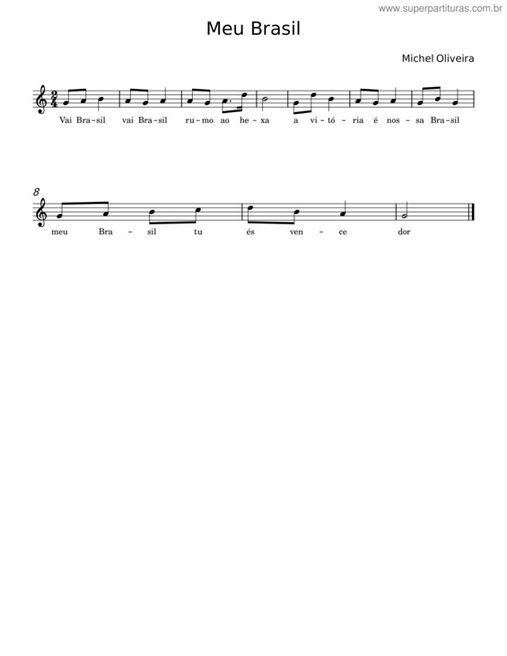 Partitura da música Meu Brasil – Michel Oliveira