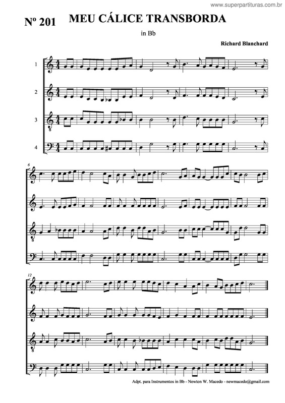 Partitura da música Meu Cálice Transborda v.2