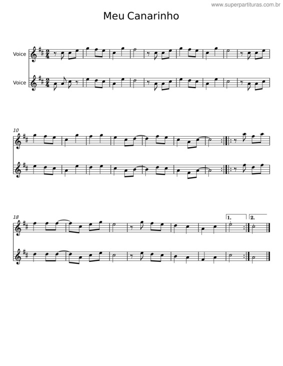 Partitura da música Meu Canarinho v.2
