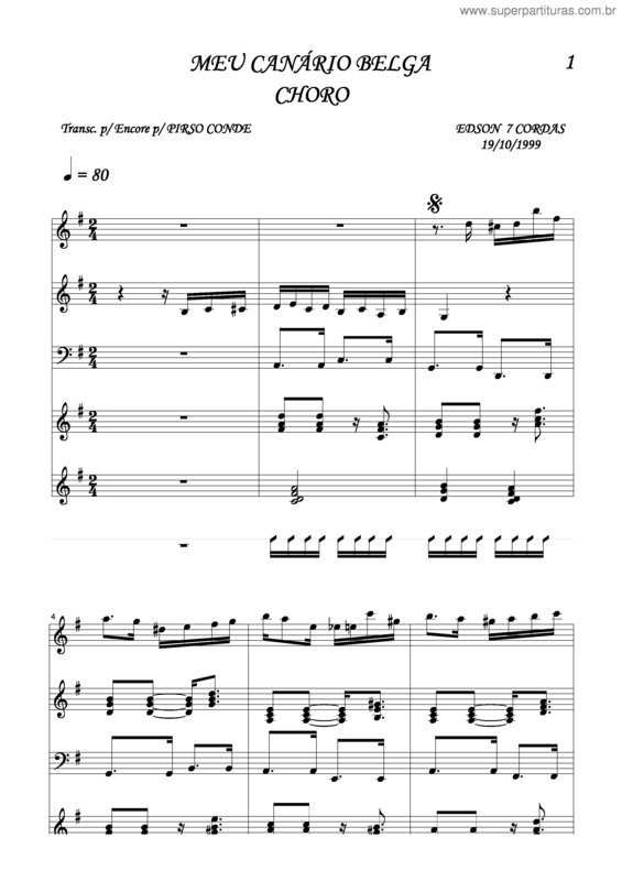 Partitura da música Meu Canario Belga v.2