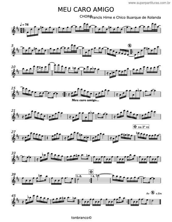 Partitura da música Meu Caro Amigo – Francis Hime;Chico Buarque De Holanda