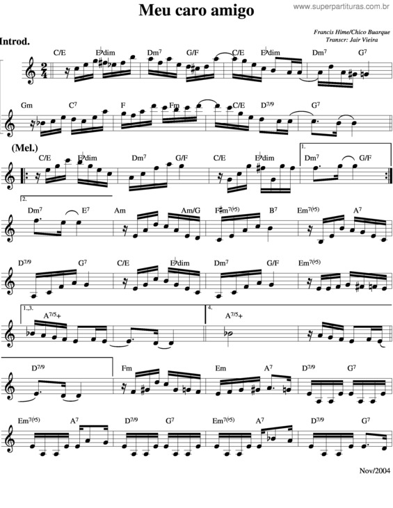 Partitura da música Meu Caro Amigo v.2