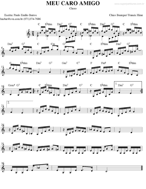 Partitura da música Meu Caro Amigo