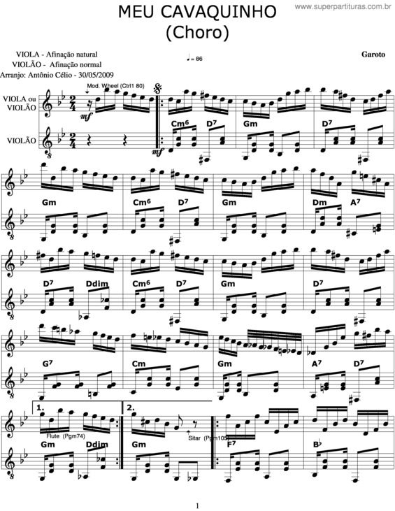 Partitura da música Meu Cavaquinho