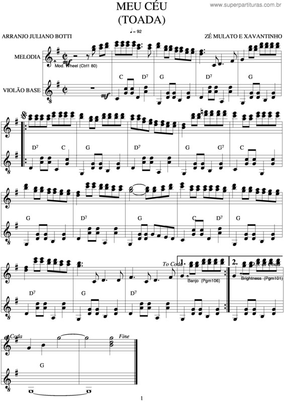 Partitura da música Meu Céu