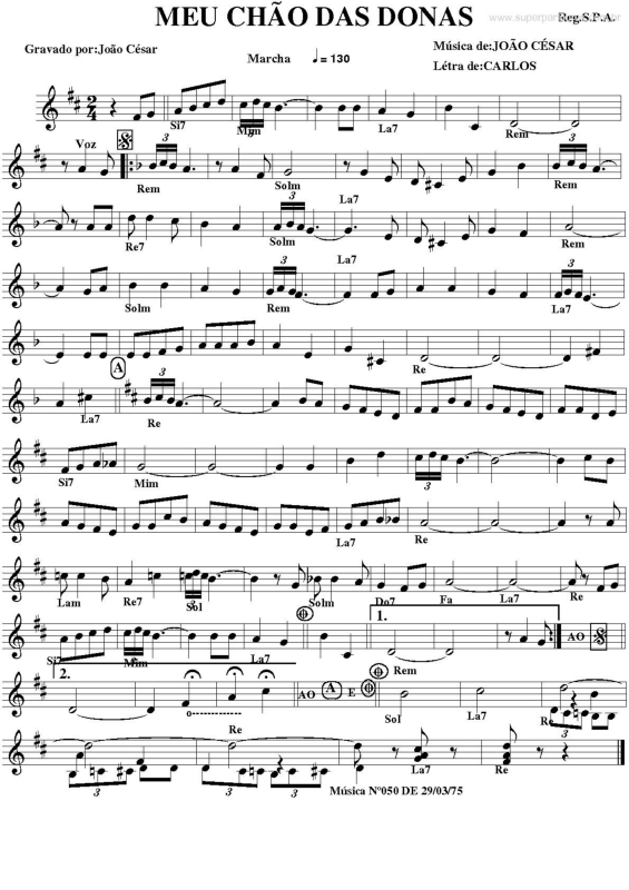 Partitura da música Meu Chão das Donas