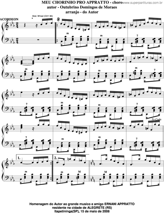 Partitura da música Meu Chorinho Pro Appratto v.2