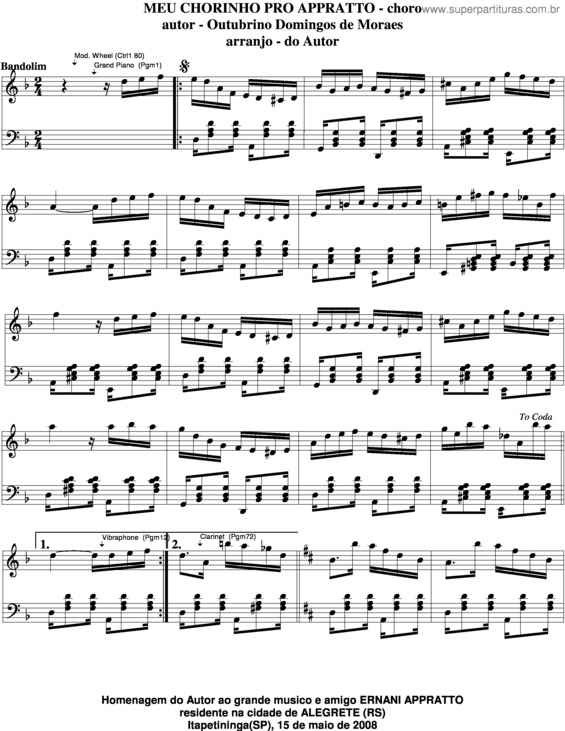 Partitura da música Meu Chorinho Pro Appratto v.4