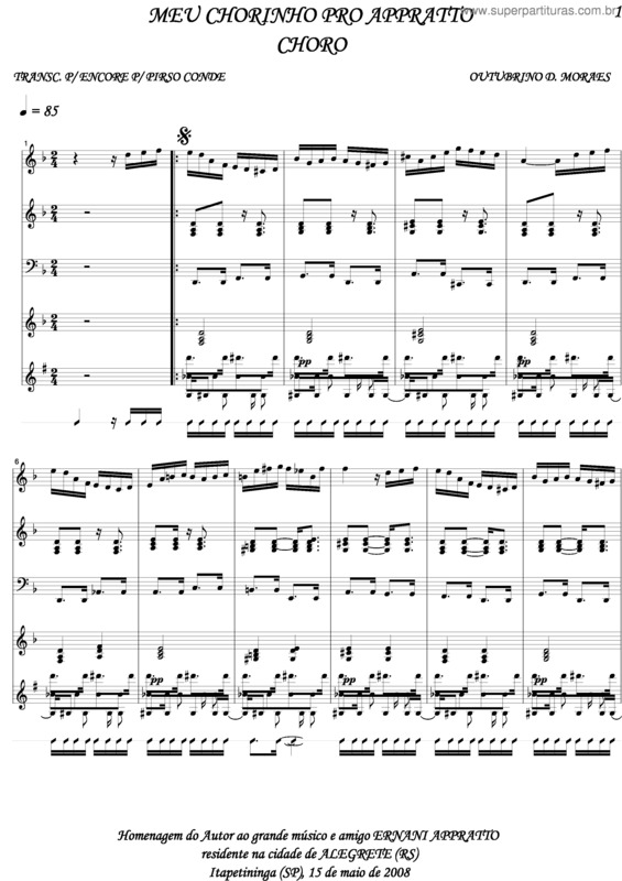 Partitura da música Meu Chorinho Pro Appratto