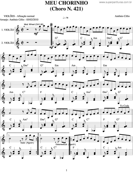 Partitura da música Meu Chorinhon