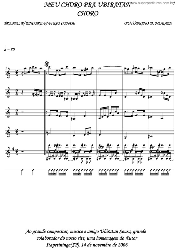 Partitura da música Meu Choro Pra Ubiratan v.2