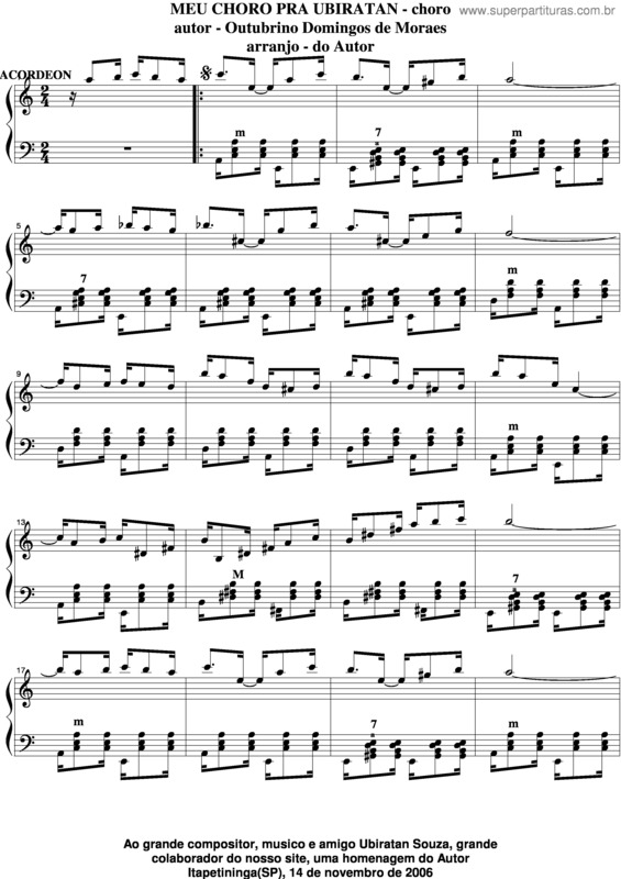 Partitura da música Meu Choro Pra Ubiratan v.3