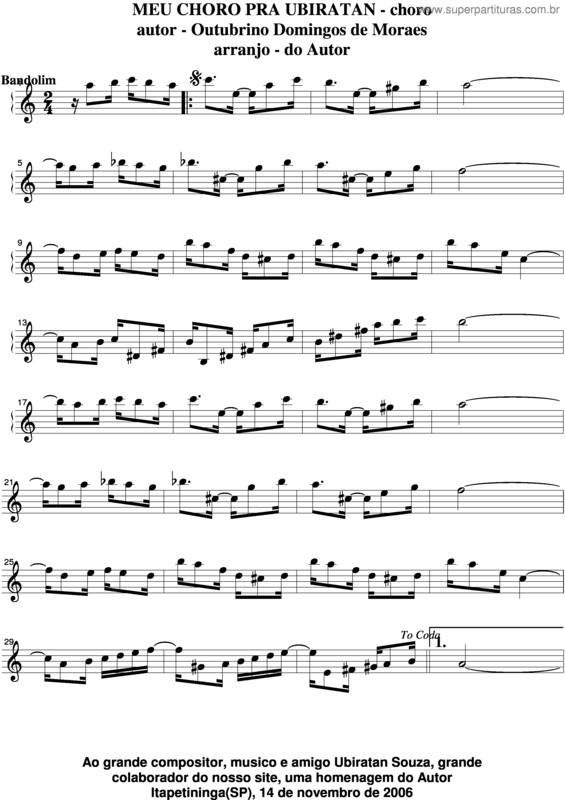 Partitura da música Meu Choro Pra Ubiratan v.4