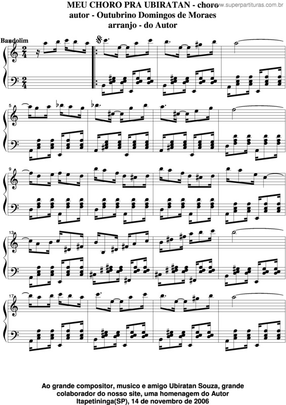 Partitura da música Meu Choro Pra Ubiratan v.5