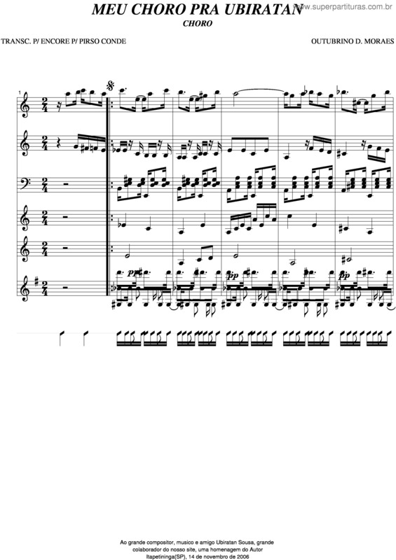 Partitura da música Meu Choro Pra Ubiratan