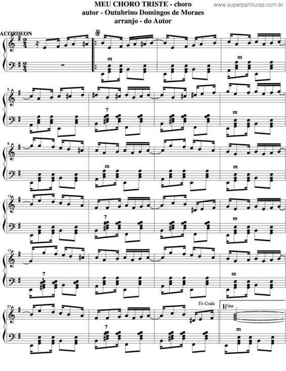 Partitura da música Meu Choro Triste v.4