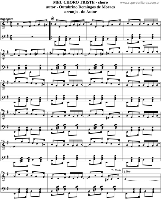 Partitura da música Meu Choro Triste v.5