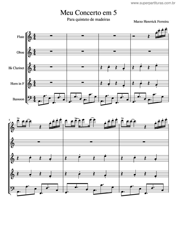 Partitura da música Meu Concerto Em 5