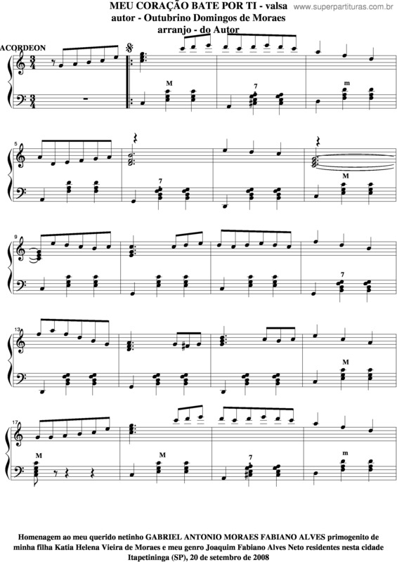 Partitura da música Meu Coração Bate Por Ti v.2