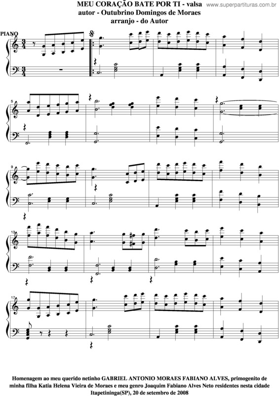 Partitura da música Meu Coração Bate Por Ti v.5