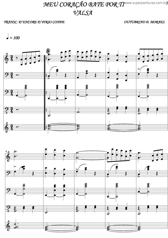 Partitura da música Meu Coração Bate Por Ti