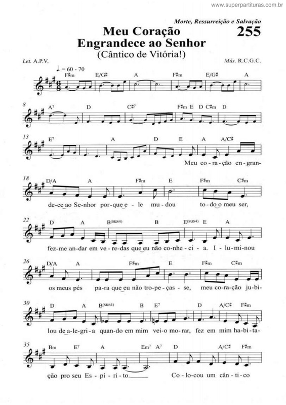 Partitura da música Meu Coração Engrandece Ao Senhor