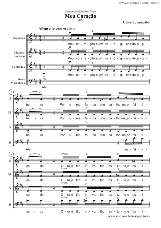 Partitura da música Meu coração