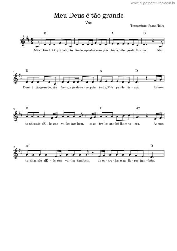 Partitura da música Meu Deus É Tão Grande