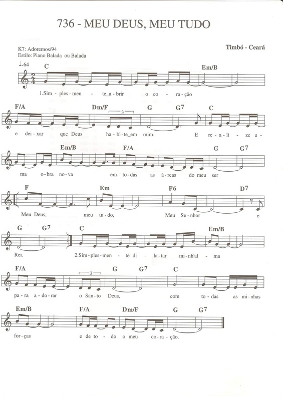 Partitura da música Meu Deus Meu Tudo