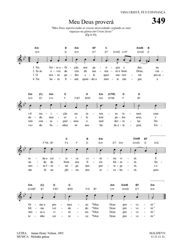 Partitura da música Meu Deus Proverá