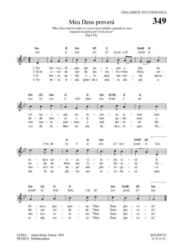 Partitura da música Meu Deus Proverá