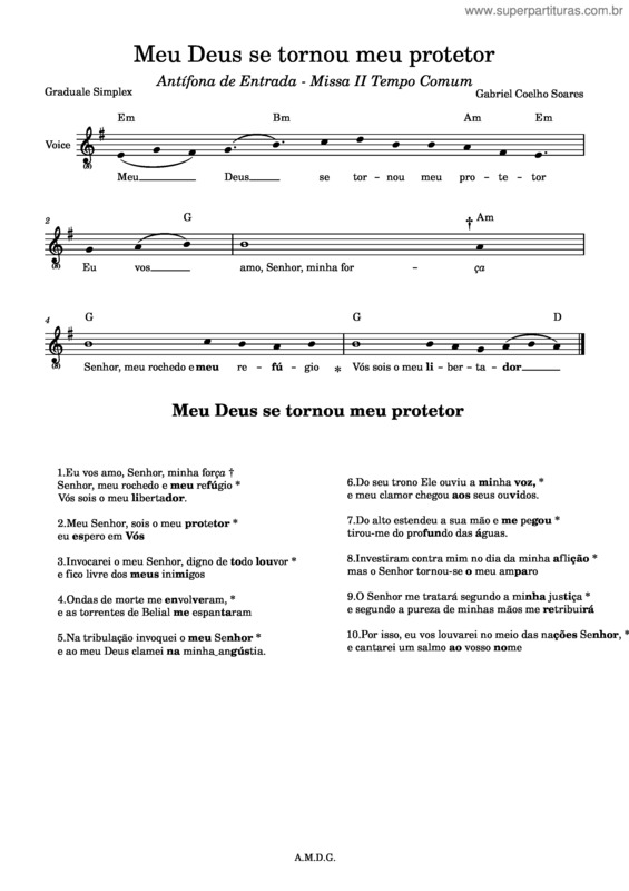 Partitura da música Meu Deus Se Tornou Meu Protetor