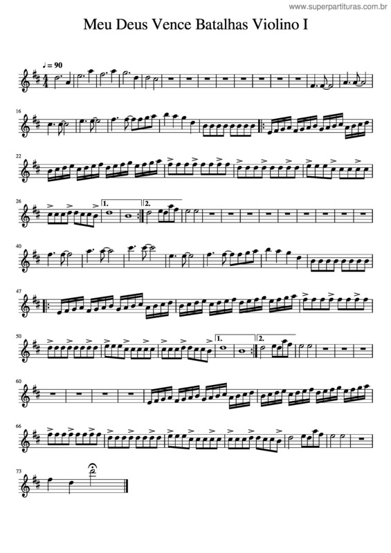 Partitura da música Meu Deus Vence Batalhas Violino I