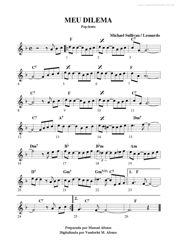 Partitura da música Meu Dilema