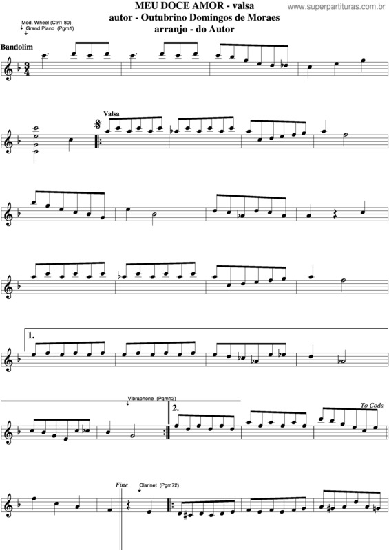 Partitura da música Meu Doce Amor v.2