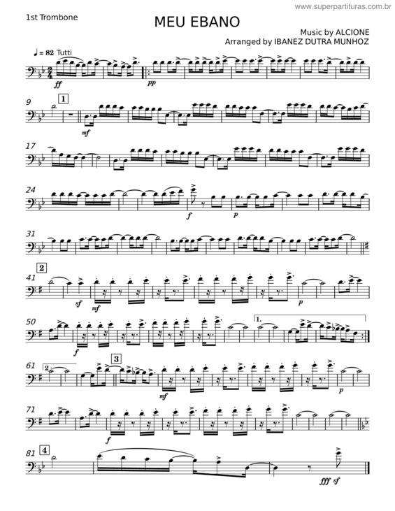 Partitura da música Meu Ébano – Alcione