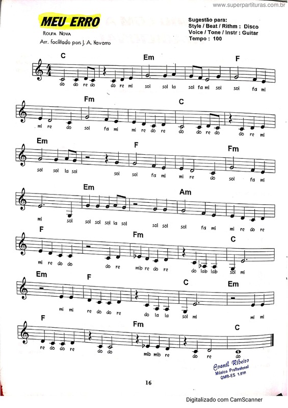 Partitura da música Meu Erro v.5